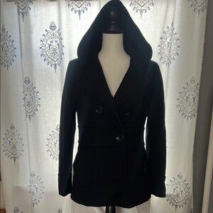 Esprit Black Pea Coat with Hooded Design
